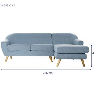 Sofá Chaise Longue Rubberwood 3 Plazas Poliéster PP, estilo Moderno Scandy - Imagen 16