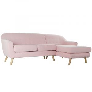 Sofá Chaise Longue Rubberwood 3 Plazas Poliéster PP, estilo Moderno Scandy - Imagen 2