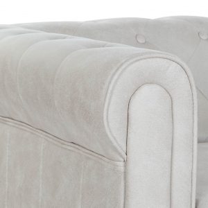 Sofá 2 Plazas Poliéster Madera, estilo clásico Chesterfield, Color Blanco - Imagen 4