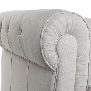 Sofá 3 Plazas Poliéster Madera, estilo clásico Chesterfield, Color Crema - Imagen 2