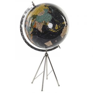 Globo Terráqueo, Color Negro, Metal & Plástico, Estilo Vintage Decorativo - Imagen 1