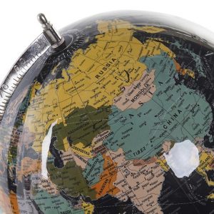 Globo Terráqueo, Color Negro, Metal & Plástico, Estilo Vintage Decorativo - Imagen 2