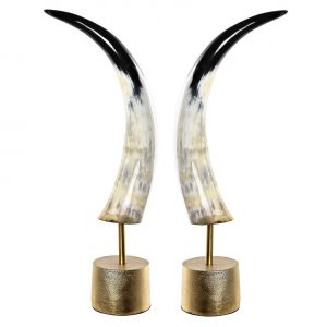 Decoración Interior 2 Cuernos, de Resina Madera Metal Cuerno, Estilo Vintage - Imagen 1