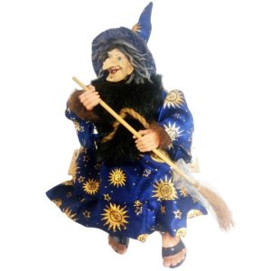 Bruja de la Suerte, Figura Muñeco Colgante de decoración, con escoba - Imagen 1
