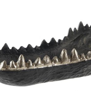 Figura Decorativa Cocodrilo, Alumínio Champan Gris Oscuro Bicolor Altura 39cm - Imagen 3