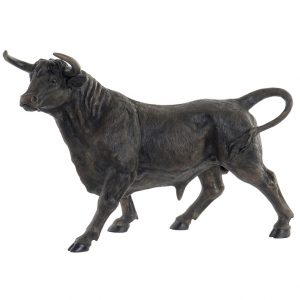 Figura Resina Toro, Gris Oscuro, Acabado Envejecido, Altura 29cm - Imagen 1