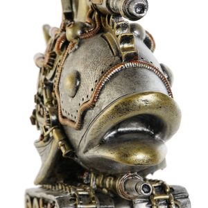 Figura Decorativa Pez Guerrero, de Resina Gris, Altura 22cm - Imagen 2