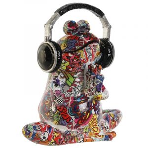 Figura Rana Decorativa, Resina Grafiti Multicolor, Altura 27cm - Imagen 1