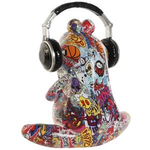 Figura Rana Decorativa, Resina Grafiti Multicolor, Altura 27cm - Imagen 3