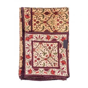 Pañuelo Fular de Seda Satin, Rojo Burdeos Beige, Diseño Granada 180 x 65 - Imagen 1