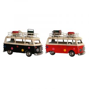 Surtido 2 Furgonetas Decorativa, de Metal, Azul Marino y Rojo Celeste Flower Power - Imagen 4