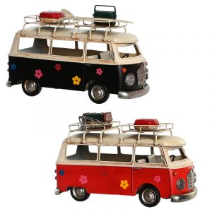 Surtido 2 Furgonetas Decorativa, de Metal, Azul Marino y Rojo Celeste Flower Power - Imagen 3