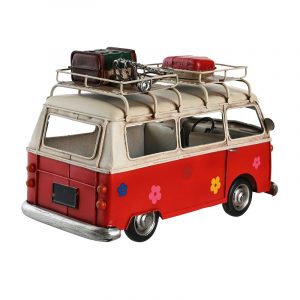 Surtido 2 Furgonetas Decorativa, de Metal, Azul Marino y Rojo Celeste Flower Power - Imagen 2