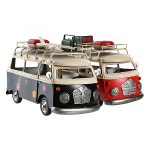 Surtido 2 Furgonetas Decorativa, de Metal, Azul Marino y Rojo Celeste Flower Power - Imagen 1