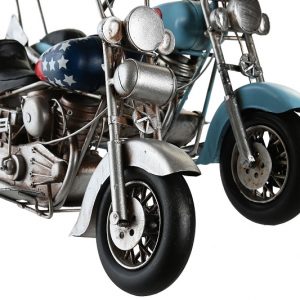 Surtido 2 Motos, de Metal Estilo Chopper, Azul Marino, Azul Celeste - Imagen 4