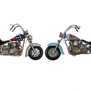 Surtido 2 Motos, de Metal Estilo Chopper, Azul Marino, Azul Celeste - Imagen 3