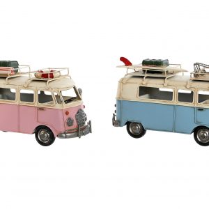 Surtido 2 Furgonetas Decorativa, de Metal, Rosa y Azul Celeste Flower Power - Imagen 2