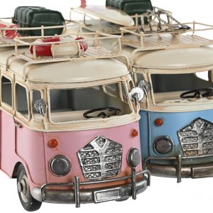 Surtido 2 Furgonetas Decorativa, de Metal, Rosa y Azul Celeste Flower Power - Imagen 3