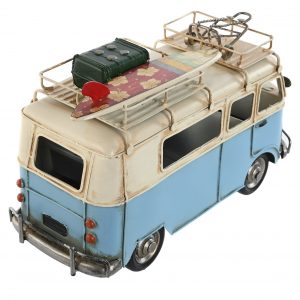 Surtido 2 Furgonetas Decorativa, de Metal, Rosa y Azul Celeste Flower Power - Imagen 4