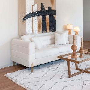 Alfombra Poliéster, Con Rombos, Blanco y Gris, Estilo Scandi Nórdico - Imagen 5