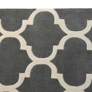 Alfombra de Poliéster, Forma Geométrica, Gris y Crema, Diseño Árabe - Imagen 3