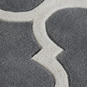 Alfombra de Poliéster, Forma Geométrica, Gris y Crema, Diseño Árabe - Imagen 2