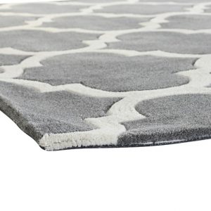 Alfombra de Poliéster, Forma Geométrica, Gris y Crema, Diseño Árabe - Imagen 4