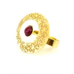 Anillo Plata & Oro, Detalles Alhambra, Adaptable, Arte Árabe Islámico, Rojo, Verde, Azul - Imagen 1