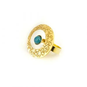 Anillo Plata & Oro, Detalles Alhambra, Adaptable, Arte Árabe Islámico, Rojo, Verde, Azul - Imagen 2
