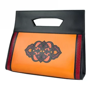 Bolso de Piel, Diseño Al Andalus, Negro - Multicolor, Forrado Terciopelo - Imagen 1