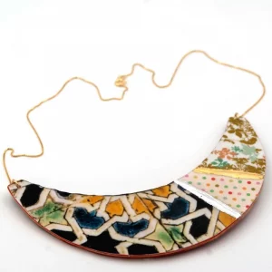 Collar Grande, Reversible, Detalles en Oro, Geometrías Mosaicos Árabes - Imagen 1
