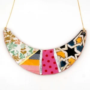 Collar Grande, Reversible, Detalles en Oro, Geometrías Mosaicos Árabes - Imagen 4