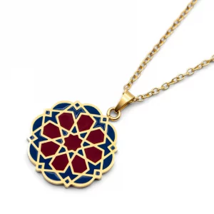 Collar Andalusí, Bañado Oro, Distintos Colores, Geometrías Estilo Árabes - Imagen 1