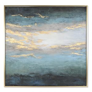 Cuadro Abstracto, Estilo Moderno, Acabado Pintado a Mano, Marco Dorado - Imagen 1