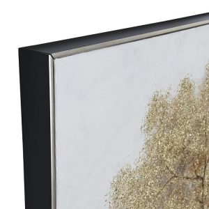 Cuadro Lienzo, Árbol Pintado a Mano, Gris Dorado, Ambiente Cottage 100 x 3,5 x 150 - Imagen 4