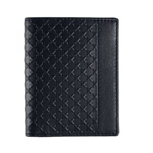 Juego Cartera y Llavero, Piel Fina Marrón - Negro, Patrón Relieve Clásico - Imagen 6