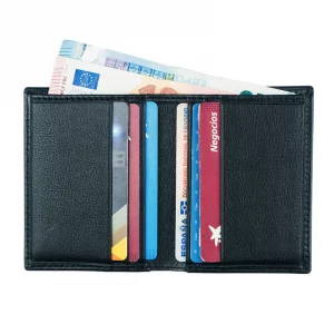 Juego Cartera y Llavero, Piel Fina Marrón - Negro, Patrón Relieve Clásico - Imagen 11