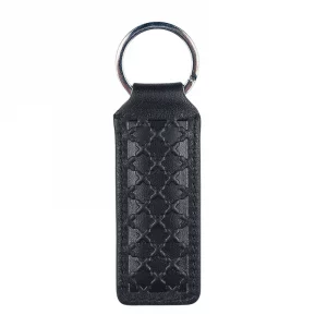 Juego Cartera y Llavero, Piel Fina Marrón - Negro, Patrón Relieve Clásico - Imagen 5