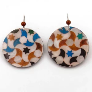 Pendientes Redondos, Aretes Coloridos, Diseño Islámicos Alhambra - Imagen 1