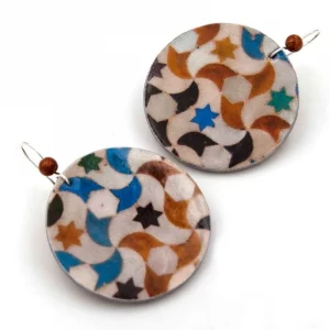 Pendientes Redondos, Aretes Coloridos, Diseño Islámicos Alhambra - Imagen 2