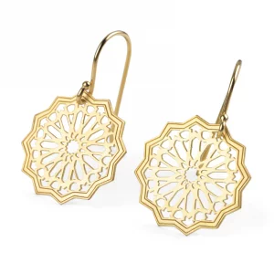 Pendientes Estrella, Plata de Ley, Recubierta de Oro, Geometrías legado Árabe - Imagen 1