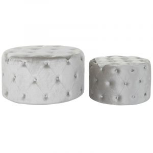 Set Reposapiés, Juego 2 Pufs Velvet MDF, Terciopelo Color Rosa o Gris - Imagen 8