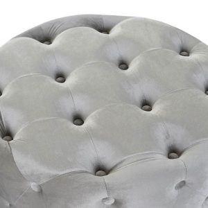 Set Reposapiés, Juego 2 Pufs Velvet MDF, Terciopelo Color Rosa o Gris - Imagen 2