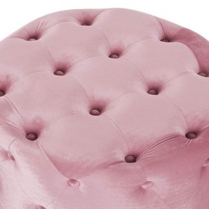 Set Reposapiés, Juego 2 Pufs Velvet MDF, Terciopelo Color Rosa o Gris - Imagen 5