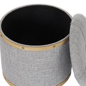 Set Descalzador, Juego de 4, Madera y Tejido Poliéster, Color Gris - Imagen 3