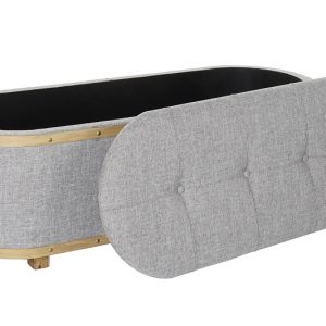 Set Descalzador, Juego de 4, Madera y Tejido Poliéster, Color Gris - Imagen 4