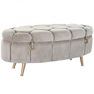 Descalzadora, Reposapiés, Baúl, Color Beige o Gris, Diseño Scandi Nórdico - Imagen 1