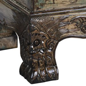 Descalzador, Pie de Cama, Banquete, Madera Olmo Tallado, 4 Cajones - Imagen 5