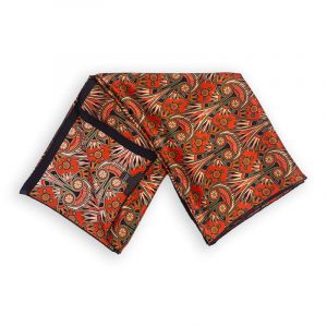 Pañuelo Fular de Seda Satin, Rojo y Negro, Estampado Etnico 180 x 65 - Imagen 3