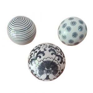 3 Bolas Decorativas, Cerámica, Hogar Mesa, Color Blanco Negro - Imagen 1